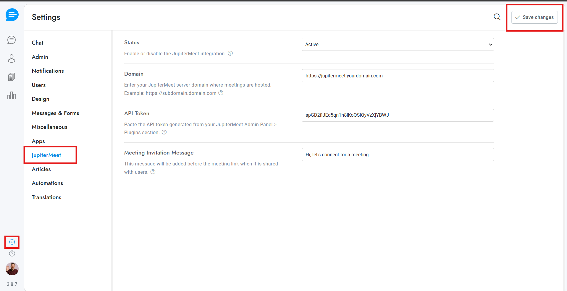 Support Board Settings